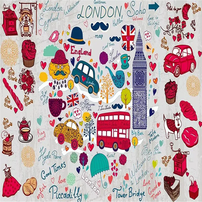 Романтический Милый мультяшный ТВ диван фон настенная живопись