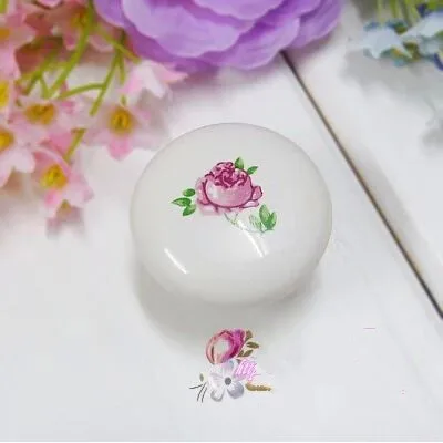 

Rustico pastorale ceramic furniture knob 38mm pink flower porcelain drawer cabinet knob white ceramic dresser cupboard door pull