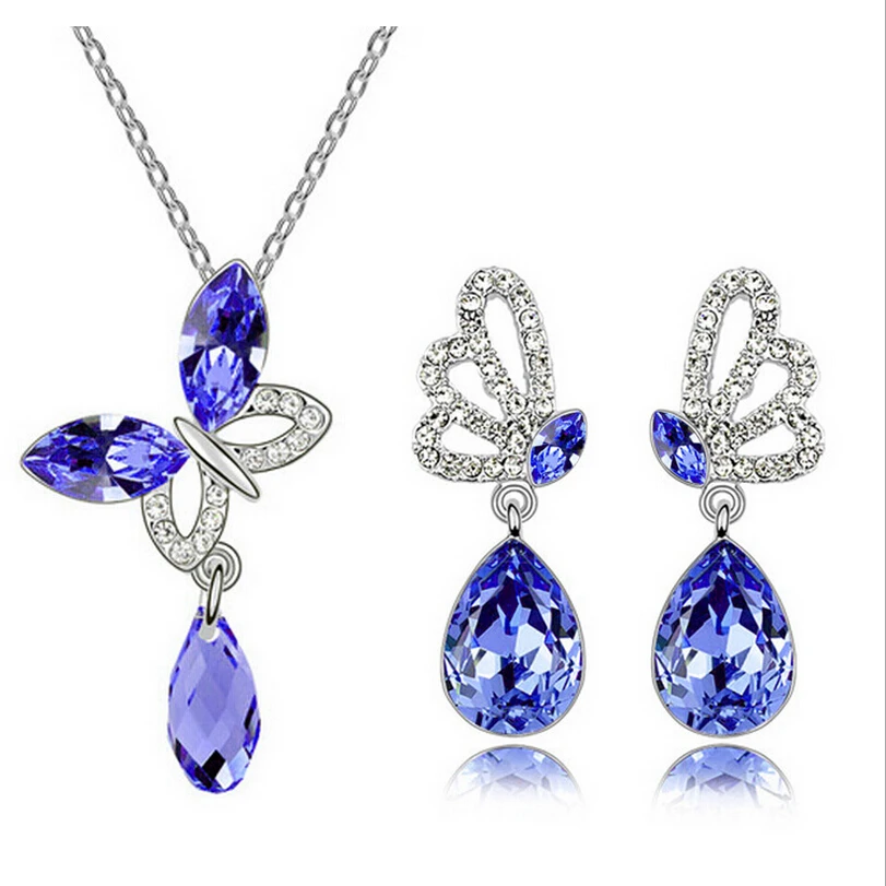 Austrian crystal butterfly earrings necklace set | Украшения и аксессуары