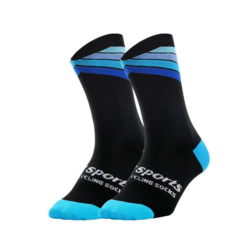 Black Blue DH Спортивные профессиональные велосипедные носки для мужчин и женщин, дорожное Велосипедное Сиденье, носки для рыбалки, беговые Компрессионные спортивные носки - Color: Black Blue