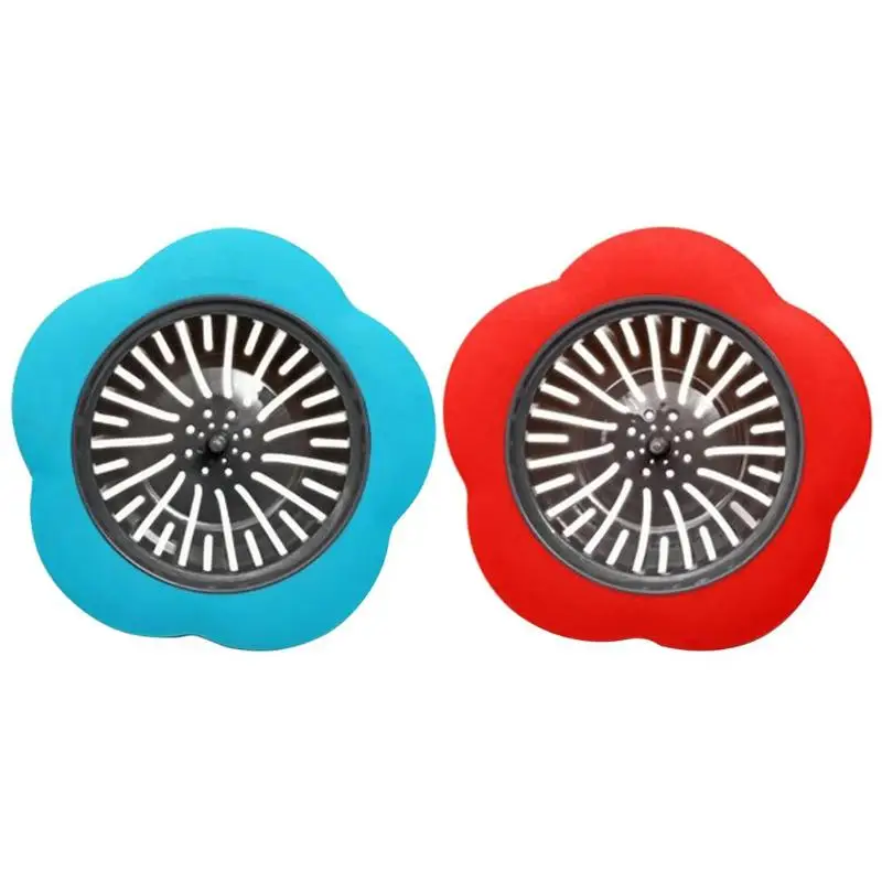 

Blue Red Flower Sink Strainer Kitchen Drain Filter Bathroom Bathtub Shower Room Toilet Basin Drainage Hair Trap Catcher Deeper