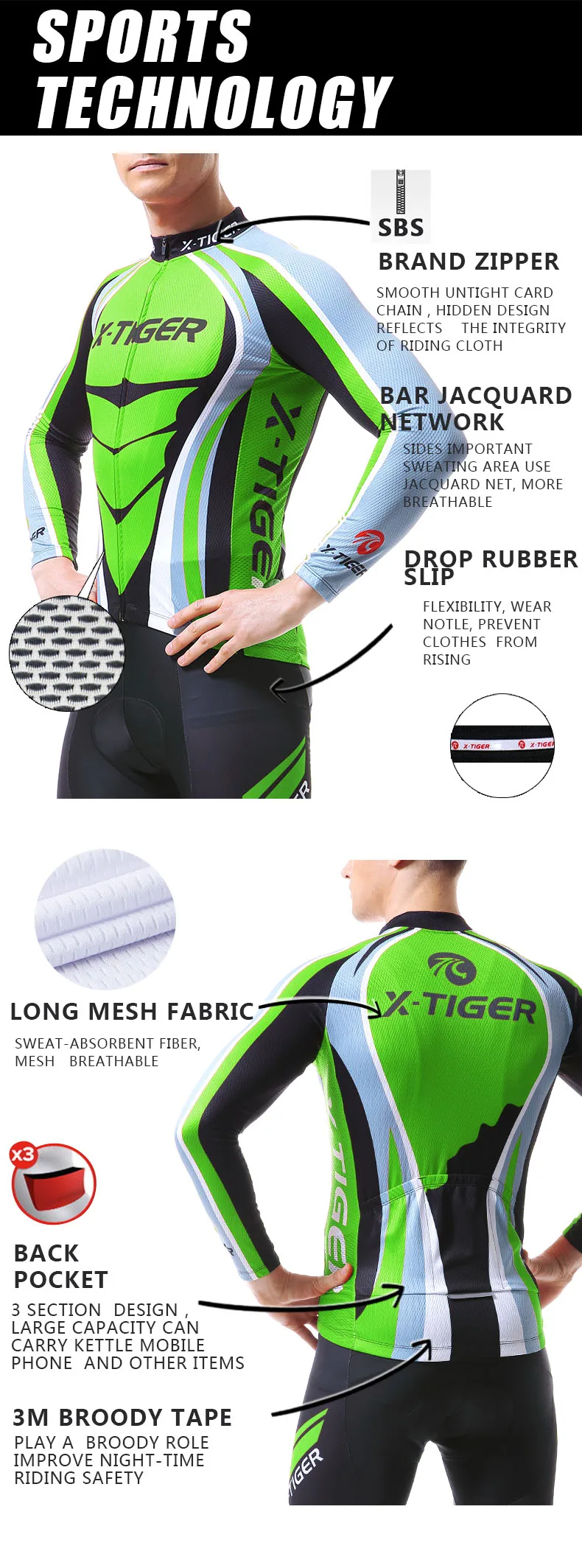 X-Tiger Pro, Майки для велоспорта с длинным рукавом, одежда для горного велосипеда, дышащая одежда для велоспорта, одежда для велоспорта Ropa Ciclismo