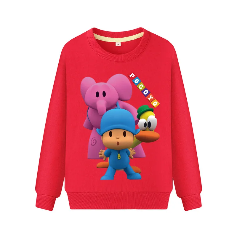 Pocoyo/Детские толстовки с капюшоном; коллекция года; повседневные толстовки с длинными рукавами; Одежда для мальчиков; хлопковый пуловер с капюшоном для девочек; Детский костюм; DZ066