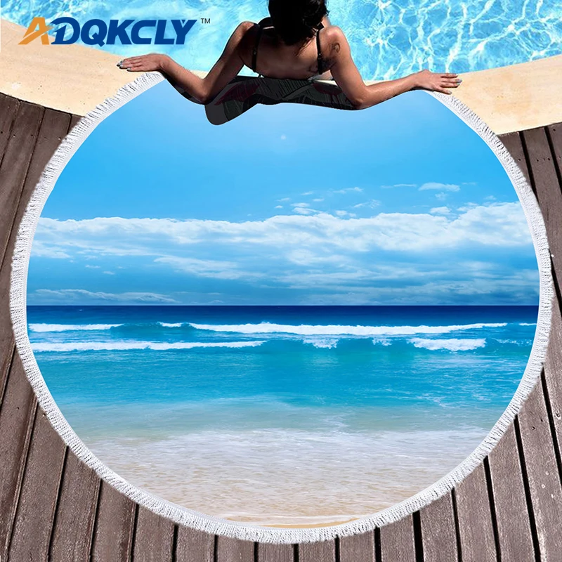ADQKCLY красивое живописное пляжное полотенце с кисточками большой круглый пледы
