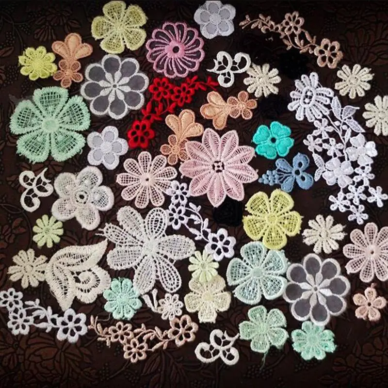 Микс 30 шт. вышитых сетчатых цветочных аппликаций аксессуары для одежды