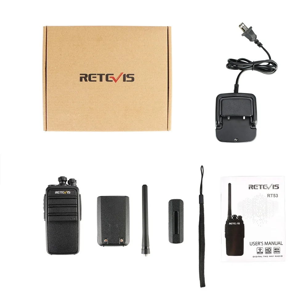 RETEVIS RT53 DMR Radio 2 Вт цифровая рация портативная двухсторонняя VOX UHF сигнализация