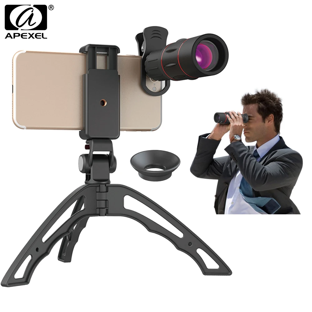 

APEXEL phone camera lens 18X Zoom Telescope Telephoto lens 18x25 Monocular with phone holder tripod For iPhone 8 Samsung huawei