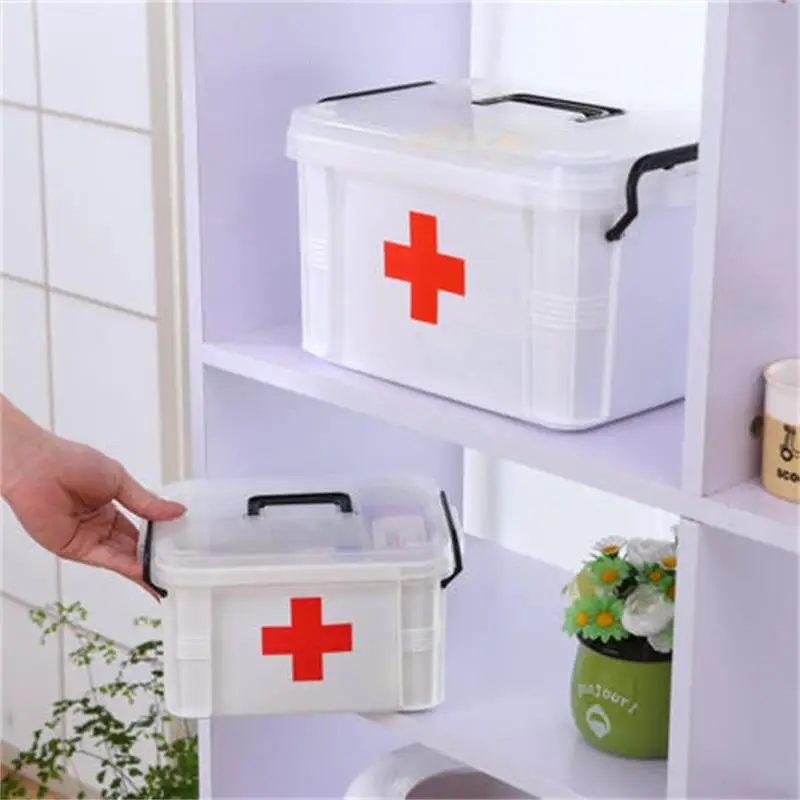 

1PCS Multi-layered Large Family First Aid Kit Box Medicine Medical Storage Box Medical Plastic Drug Gathering Organizer Boxes