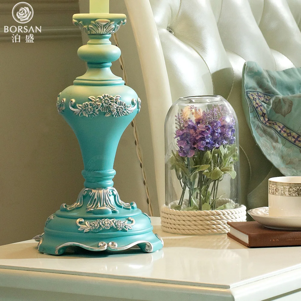 Park Sheng European Mediterranean blue table lamp modern minimalist bedroom bedside decorative creative fashion B7 | Лампы и освещение