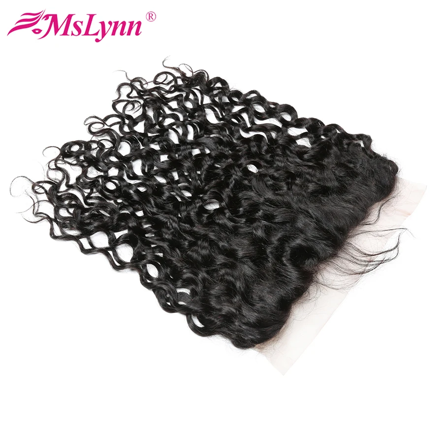 Mslyn волосы волна воды пучки с фронтальной перуанские человеческие закрытием уха