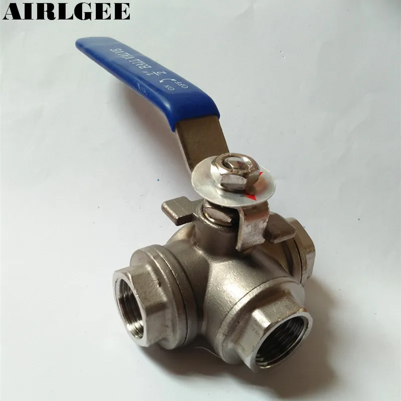 DN15 G1/2 &quotЖенский 3-полосный l-порт 304 шаровой клапан из нержавеющей стали водяное