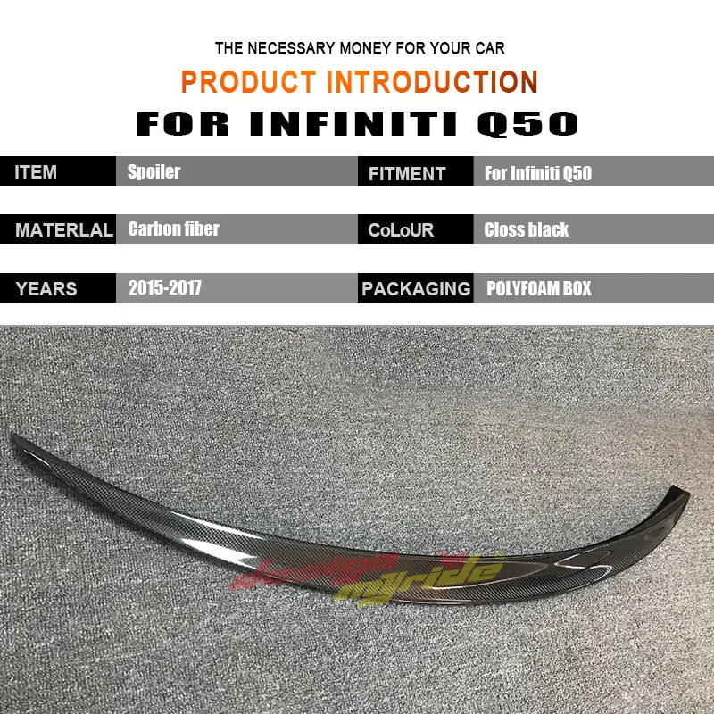 Для Infiniti Q50 Q50S QX50 задний багажник спойлер высокий удар утконоса крыло хвост действительно карбоновое волокно CF для США стиль без сверла-17