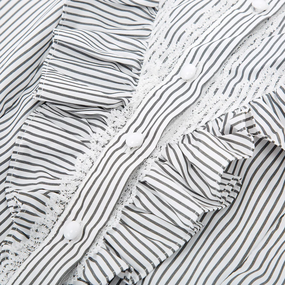 Винтажная рубашка для женщин женская с оборками и бантом на пуговицах топы в