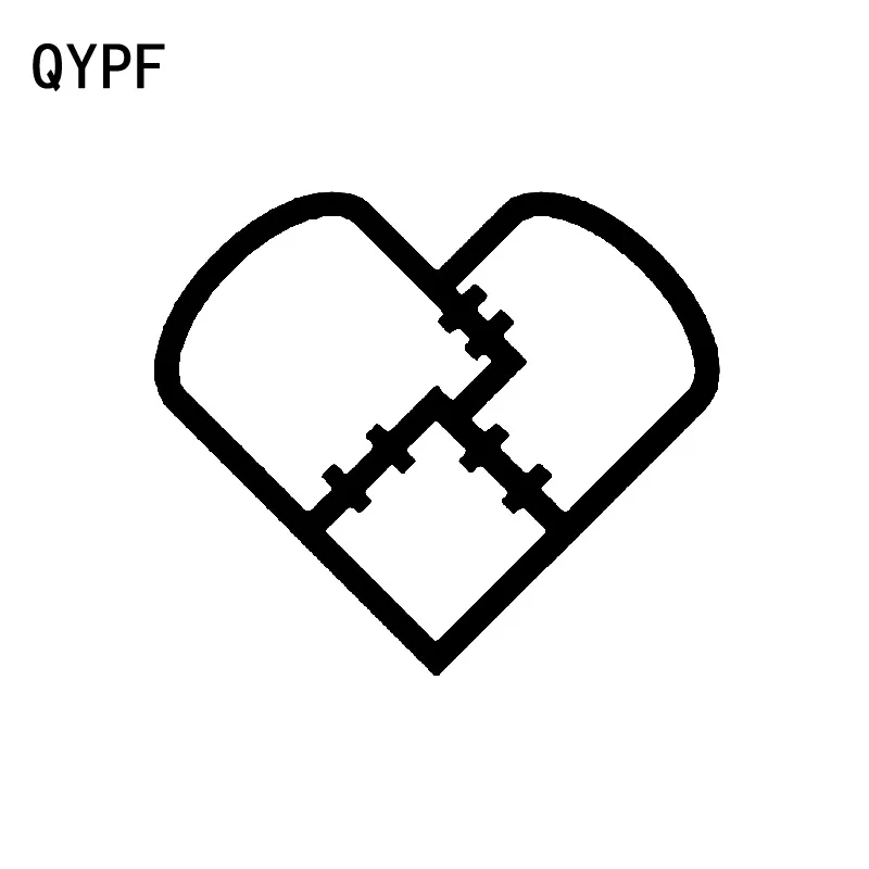 

QYPF 14 см * 12 см, заплатка, сердце, любовь, забавный виниловый Стайлинг автомобиля, автомобильная наклейка, наклейка, черный/серебряный цвет