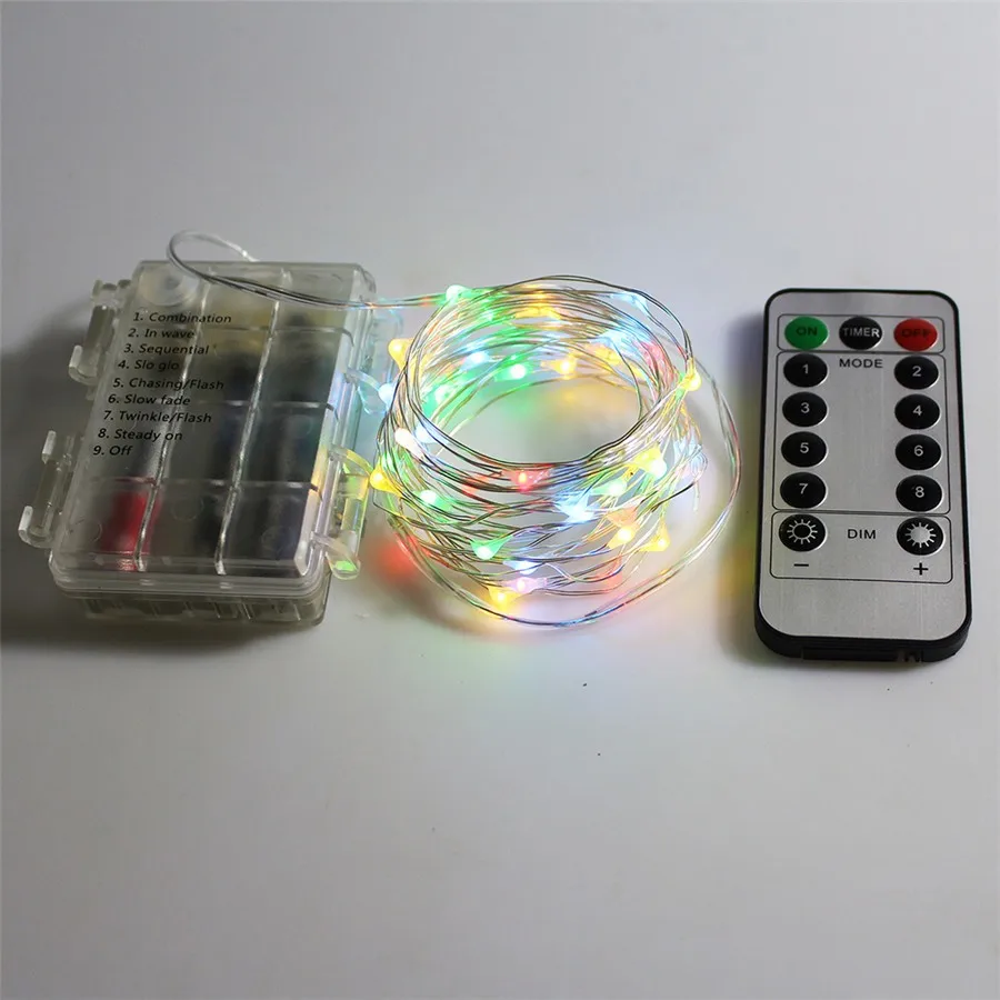5 м 10 м rgb led Рождество Строка свет с пульта дистанционного управления Батарея светодиодный Медный провод Фея огни строки гирлянда открытый