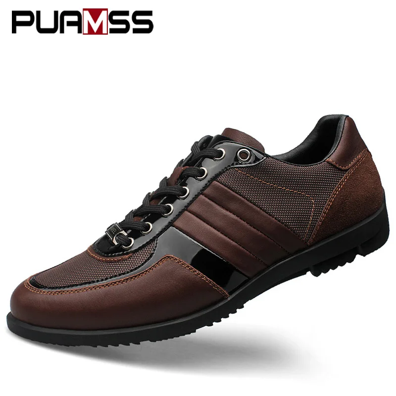 Brand Men Casual Shoes Genuine Leather Lace-Up Breathable Soft Autumn Flats Formal Plus Size 45 | Обувь