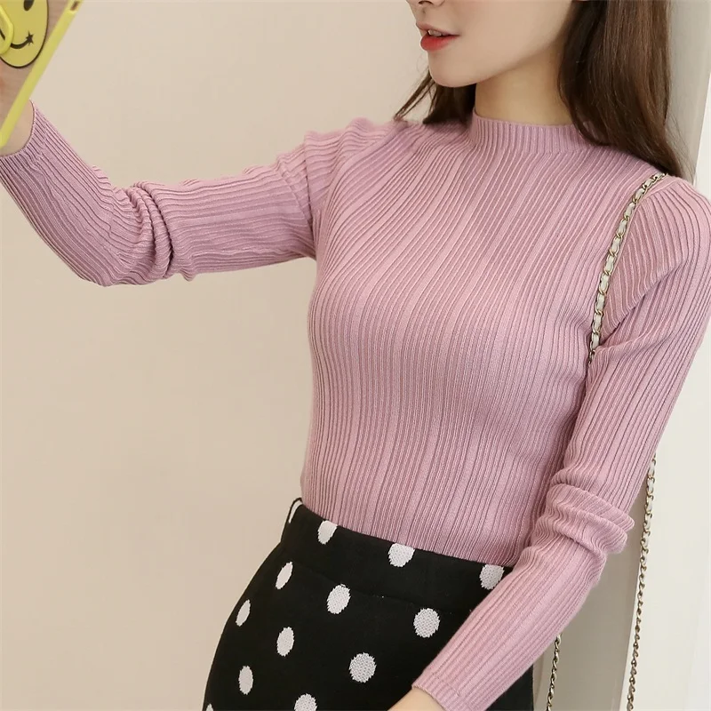 2018 зимние женские свитера пуловеры с круглым вырезом вязаные Элегантные