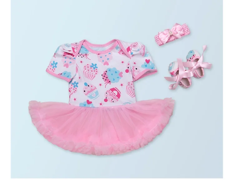 50 57 см npkdoll Reborn силиконовая детская одежда куклы 3 шт./лот розовое платье с