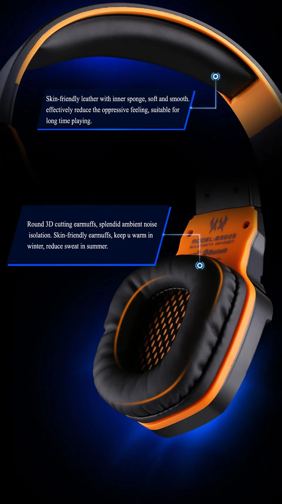 KOTION EACH B3505, Беспроводная Bluetooth 4,1 Гарнитура, наушники, микрофон для ПК, игровой бас, HIFI музыкальный смартфон, игровая гарнитура
