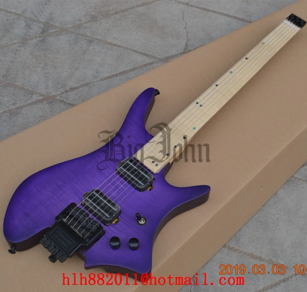 Новинка Безголовый клен гриф без грифа электрогитара фиолетовый цвет Корея