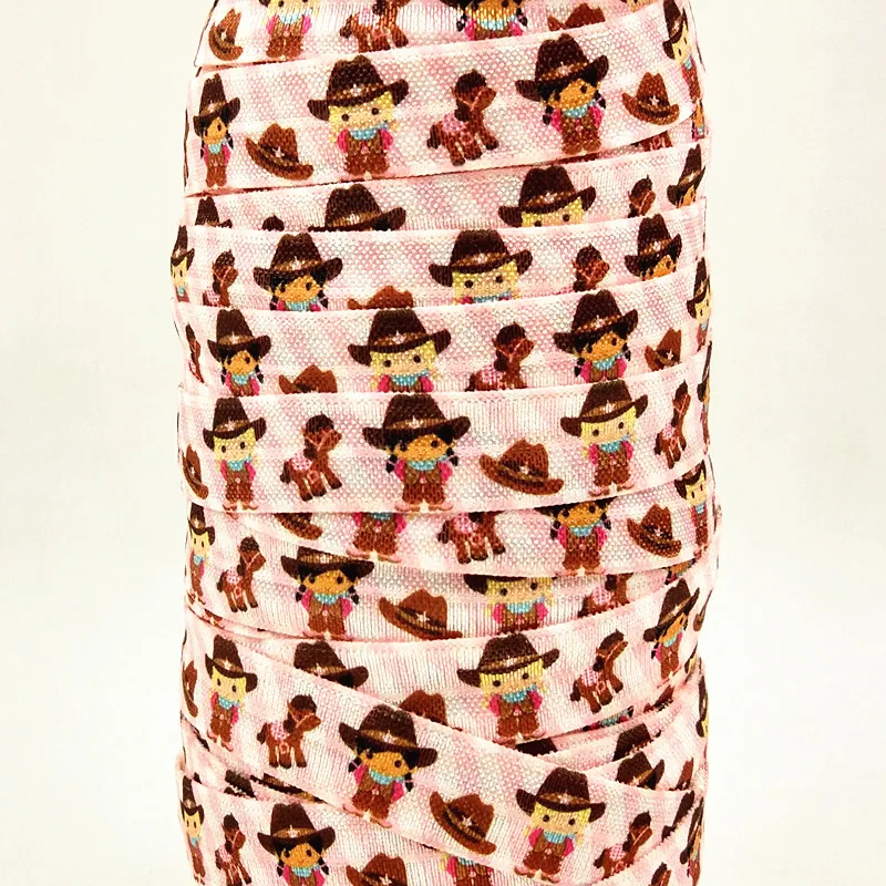 

Q&N ribbon wholesale/OEM 5/8inch 16mm 161020007 little girl printed fox folded over elastic FOE for hairbows free shipping