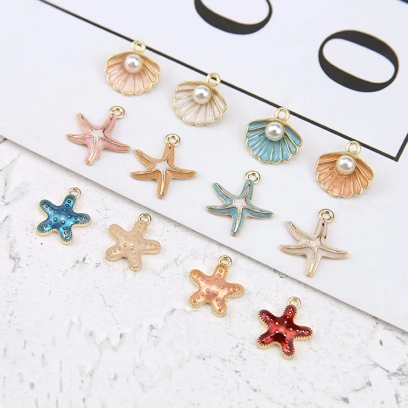 20 шт./лот морская океана эмаль Морская звезда Ракушки Серьги Подвески красочное