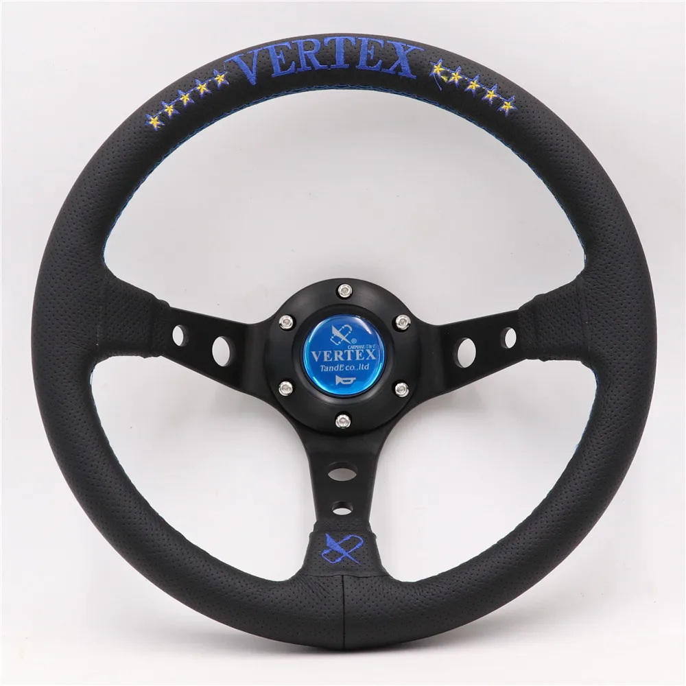 Красный/синий Vertex 13 дюймов натуральная кожа Вышивка Drift спортивные Рули