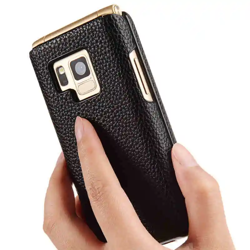 Первый слой из воловьей кожи чехол натуральной для Samsung W2018 W2017 G9298 текстура черный