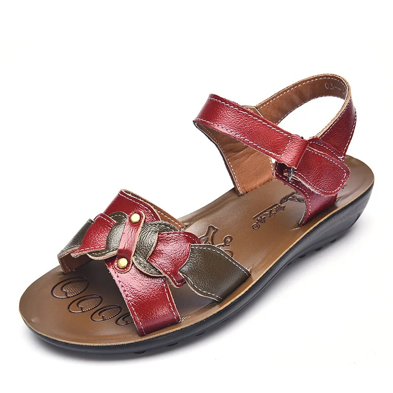 

Leather Sandals Women Wedge Sandals Platform Summer Shoes Ladies Sandalias Beach Shoes Chaussures Femme Size 4