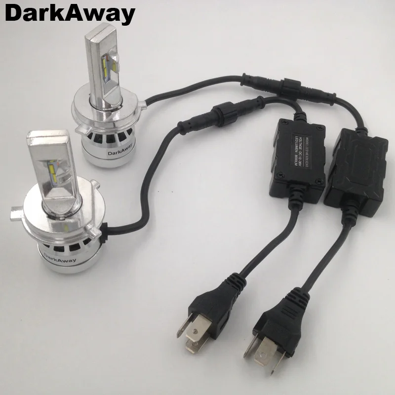 Darkaway супер яркий комплект автомобильных светодиодных фар H4 H13 9007 Hi/короче спереди и длиннее сзади) H7 H11 9005 9006 H1 H27 H8 H9 72 Вт 16000lm лампы 6000K 2y гарантии