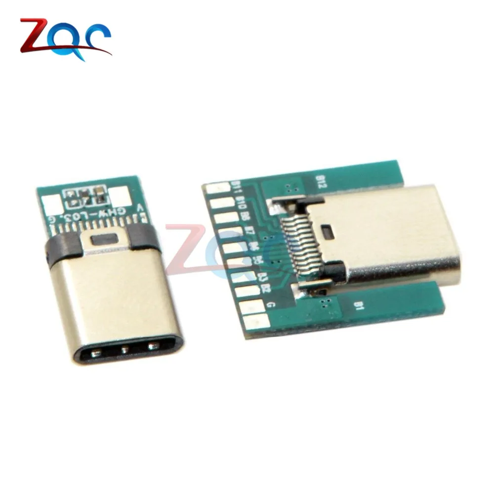 Разъем USB 3 1 типа C 24 контакта штекер гнездо адаптер розетка для припоя провод и