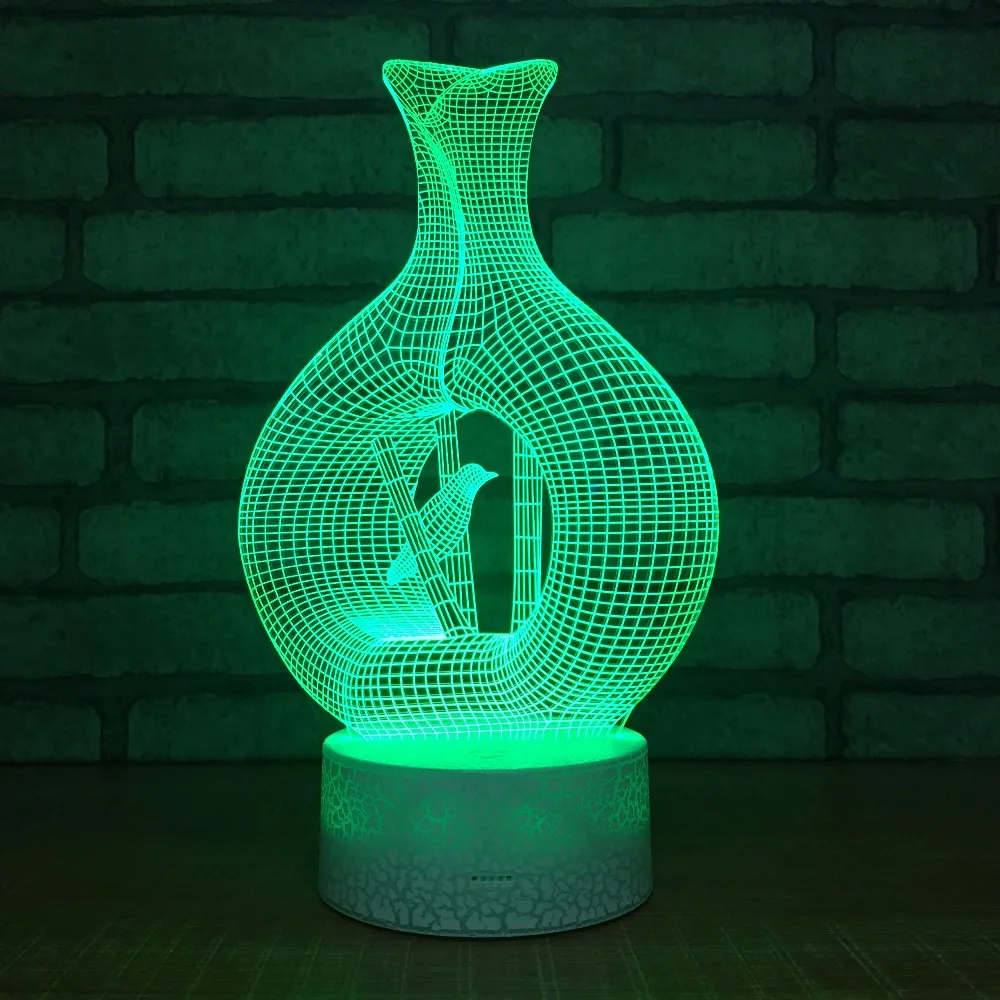 Новинка ваза в форме птицы светодиодная 3D настольная лампа Acylic 3d ночные