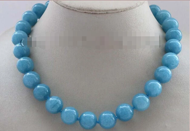 

18" Genuine Natural 14mm Blue Round Necklace