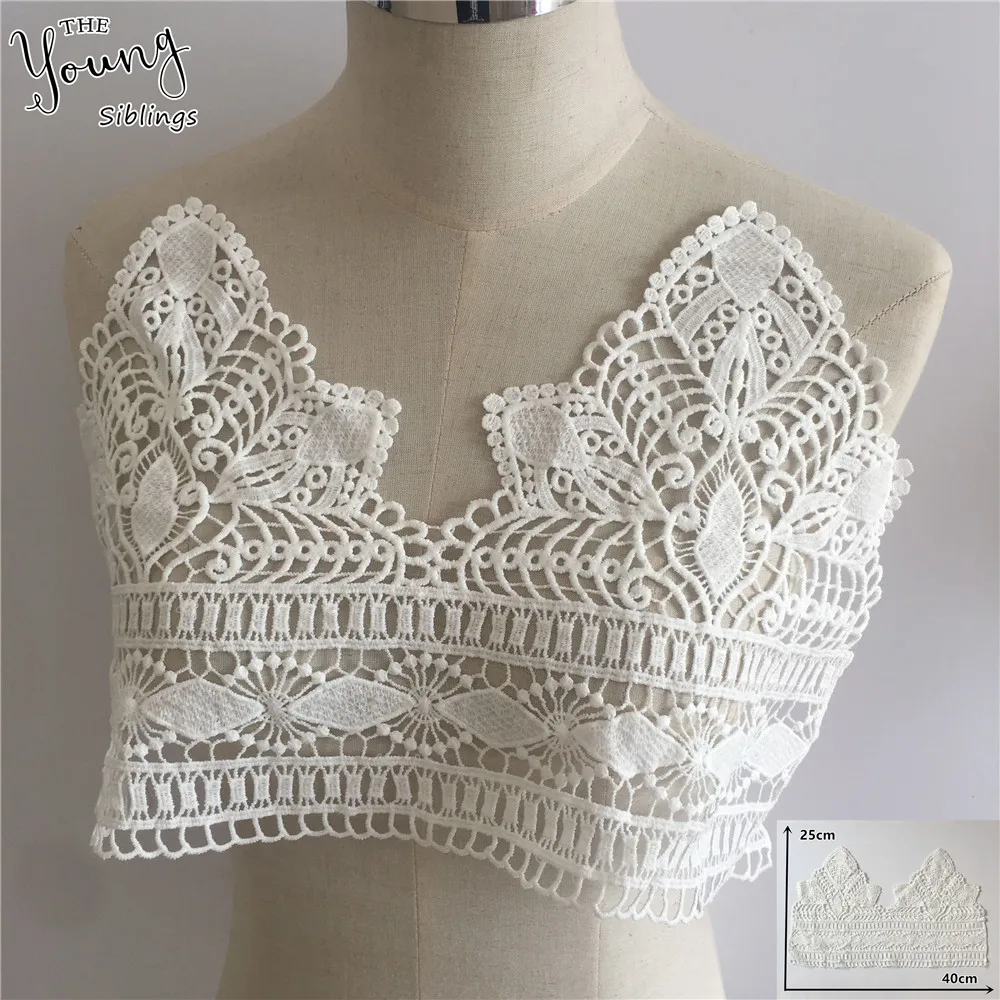 Модная вышивка 1 шт. белая ажурная аппликация кружевной воротник сделай сам вырез