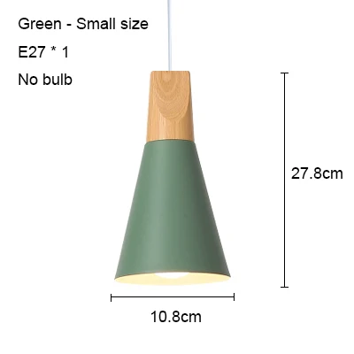 Green 108mm no bulb Светодиодный подвесной светильник s современный подвесной светильник для столовой деревянный скандинавский светильник красочный подвесной светильник для ресторана кофе спальни E27 светодиодный светильник - Цвет корпуса: Green 108mm no bulb