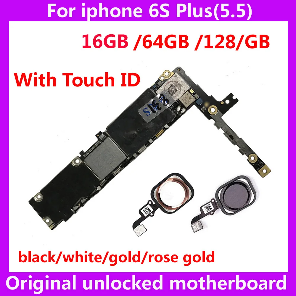 Чистая iCloud оригинальная материнская плата с/без touch ID для iphone 6S Plus 16 Гб 64 128 ГБ IOS