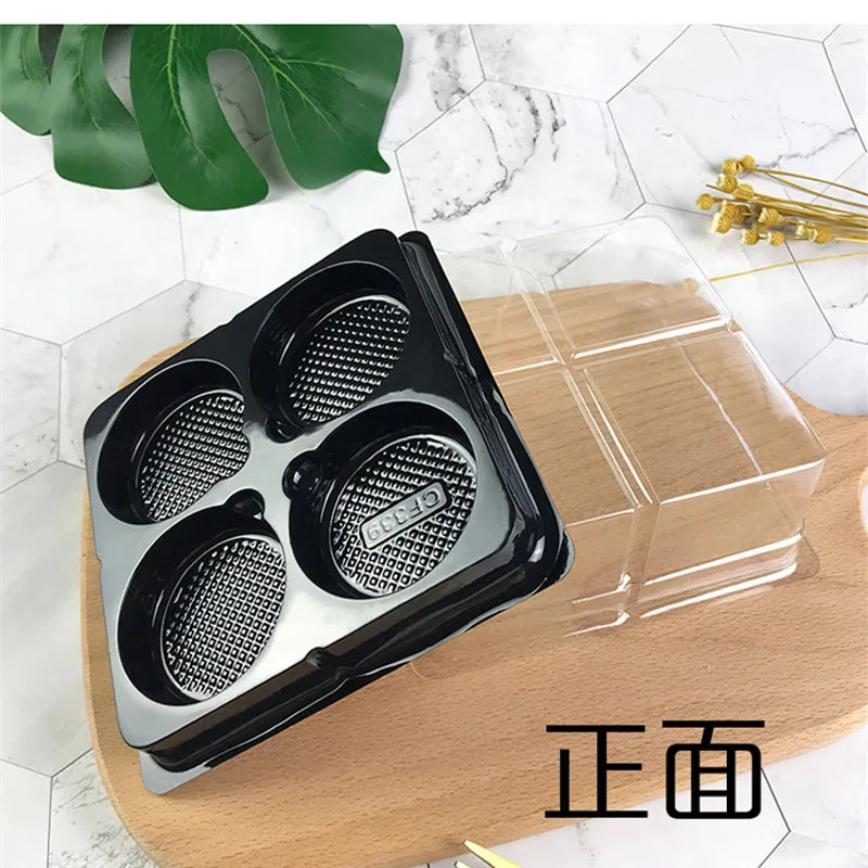 20 компл. Прозрачный пластиковый держатель для 4 кексов мини-чашка mooncake торт коробки для выпечки Упаковка для кексов контейнер для Выпечки Контейнер для печенья