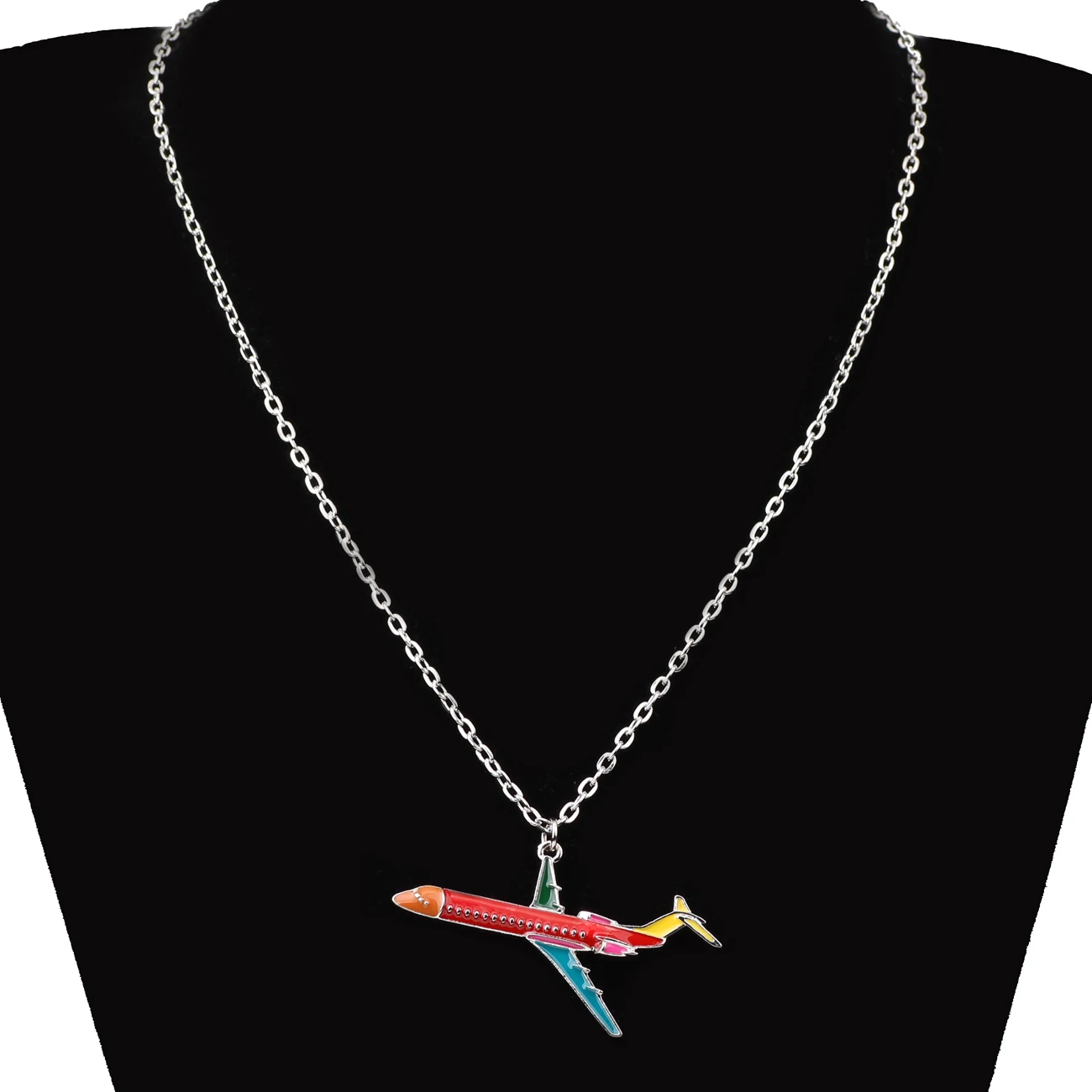 Bonsny Statement Alloy Civil AviatiION Plane Necklaces Pendant Choker Chain New Fashion Accessories Enamel Jewelry For Women | Украшения и