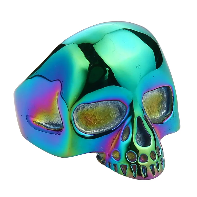 Valily Jewelry Для мужчин, Винтажное кольцо Череп моторный Байкер Серебро половина Alien кольцо с черепом Нержавеющая сталь золотистый и черный кольца для Для мужчин - Цвет основного камня: Colorful