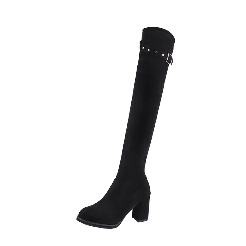 Модная брендовая зимняя обувь женские ботфорты выше колена зимние сапоги