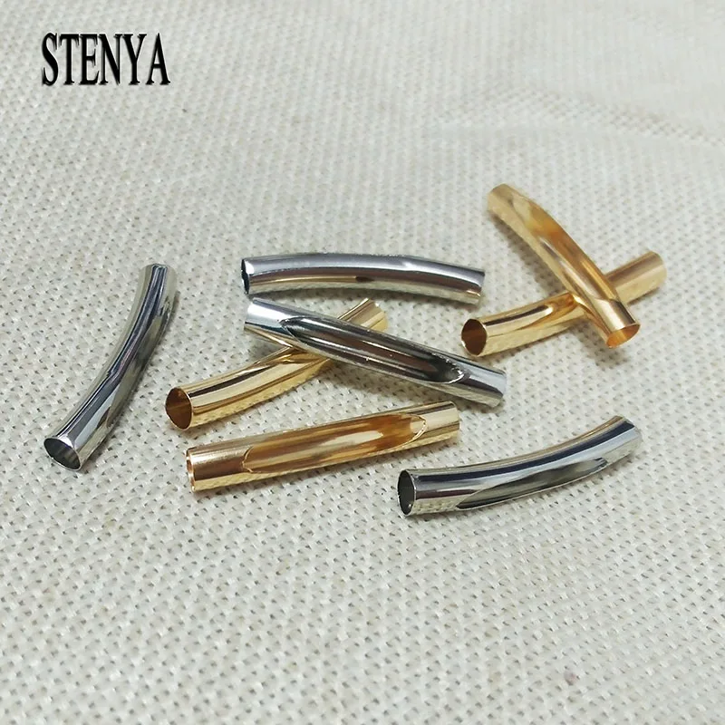 Родием трубки Бусины Spacer браслет изогнутой трубы Луна onnector ожерелье концы