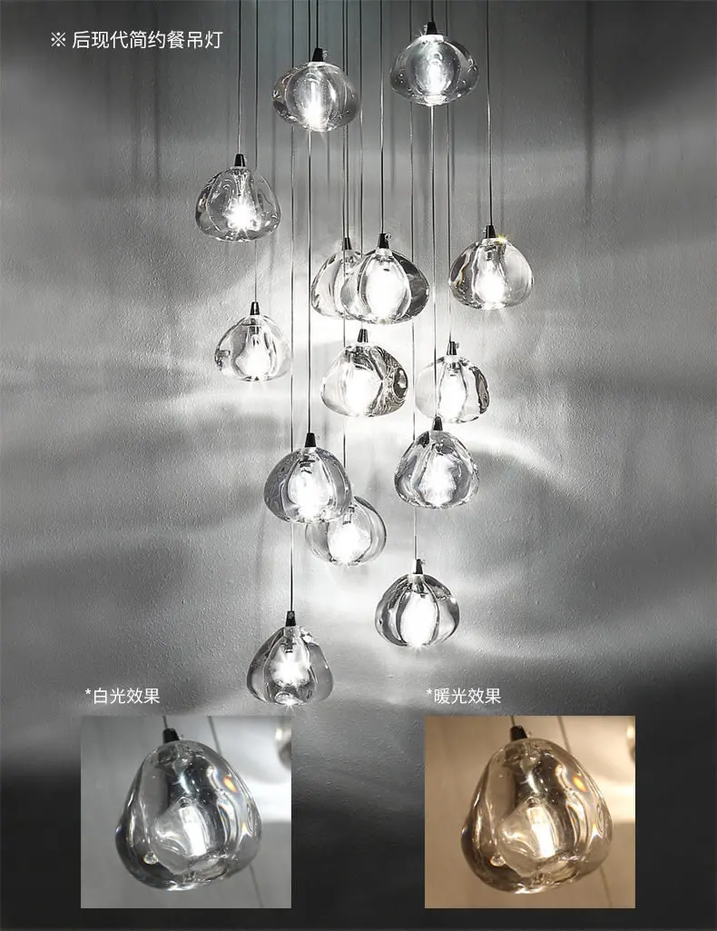 Restaurant chandelier modern minimalist living room lamp staircase double lobby glass creative personality | Лампы и освещение