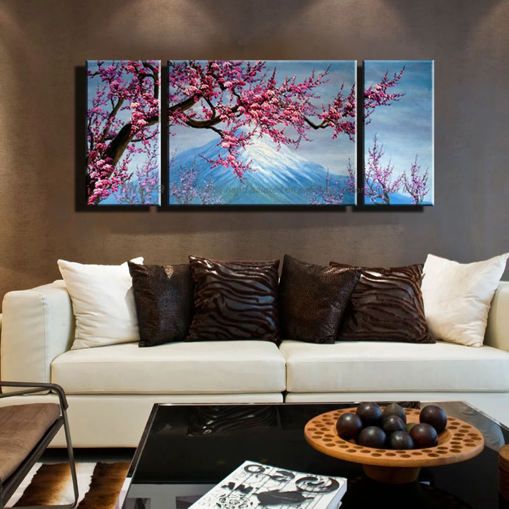 3 панель холст wall art cherry blossom живопись современная абстрактная маслом на холсте