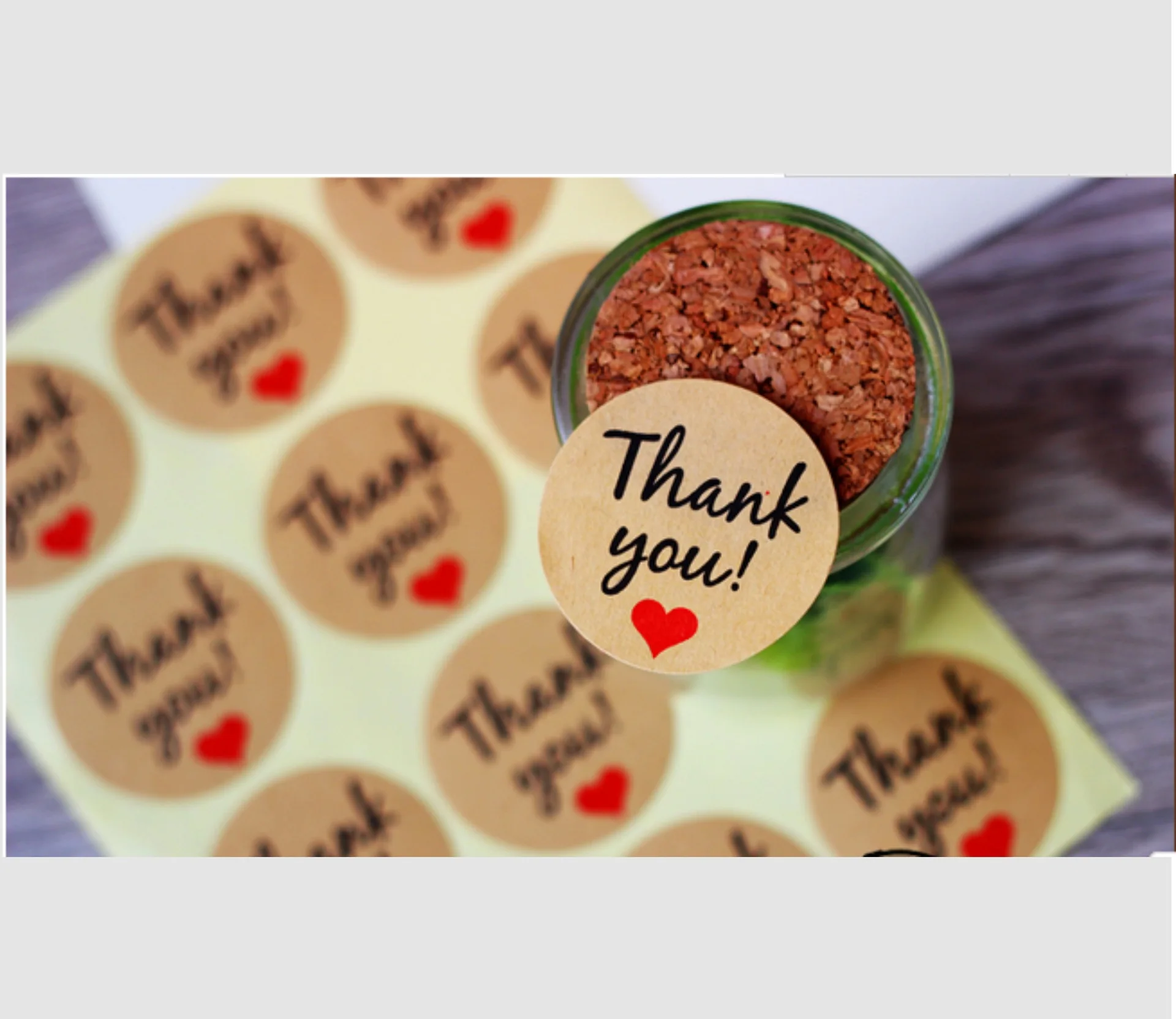 60 штук Thank You Love самоклеющаясь уплотнительная Стикеры s этикетка из крафт бумаги DIY