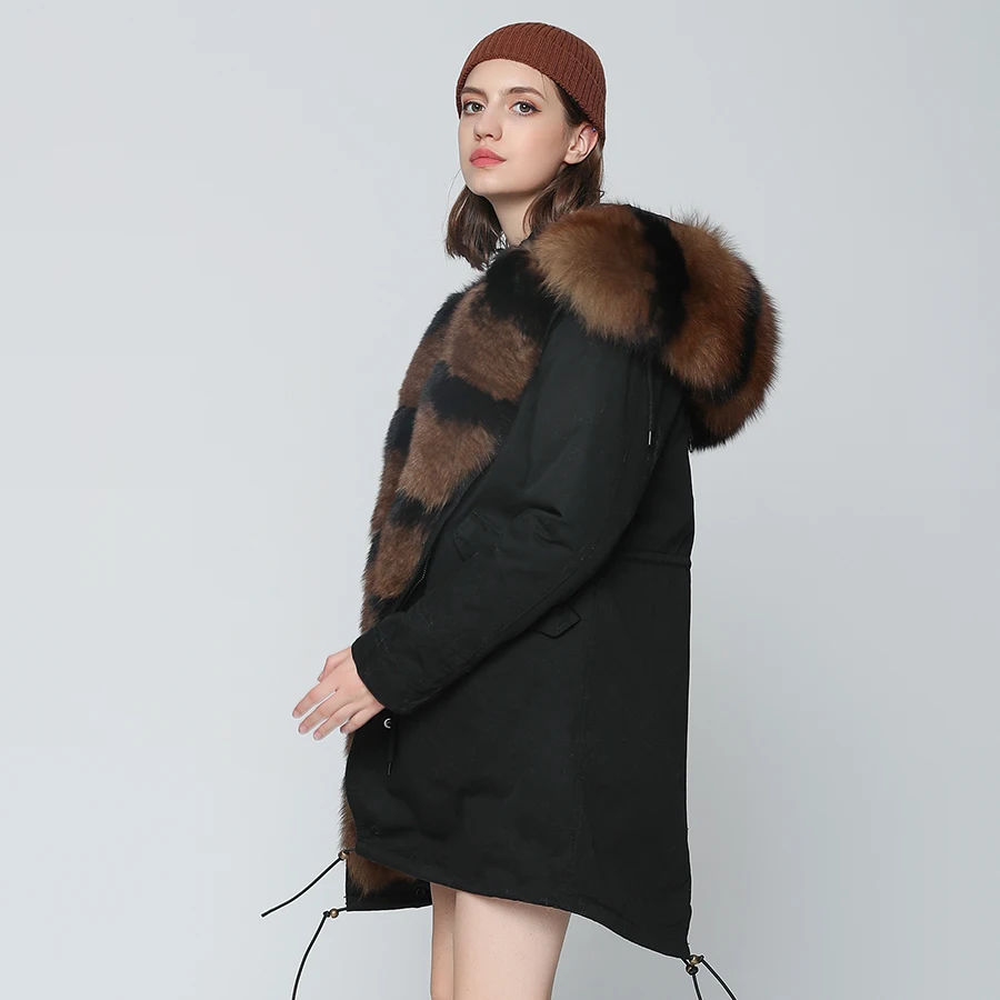 OFTBUY/2021 зимняя куртка Женское пальто с натуральным мехом длинная парка на утином