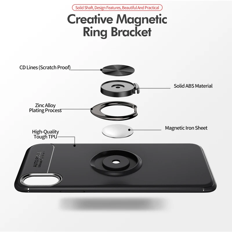 Мягкий силиконовый чехол из ТПУ для iPhone X Xs Max автомобильный держатель с кольцом