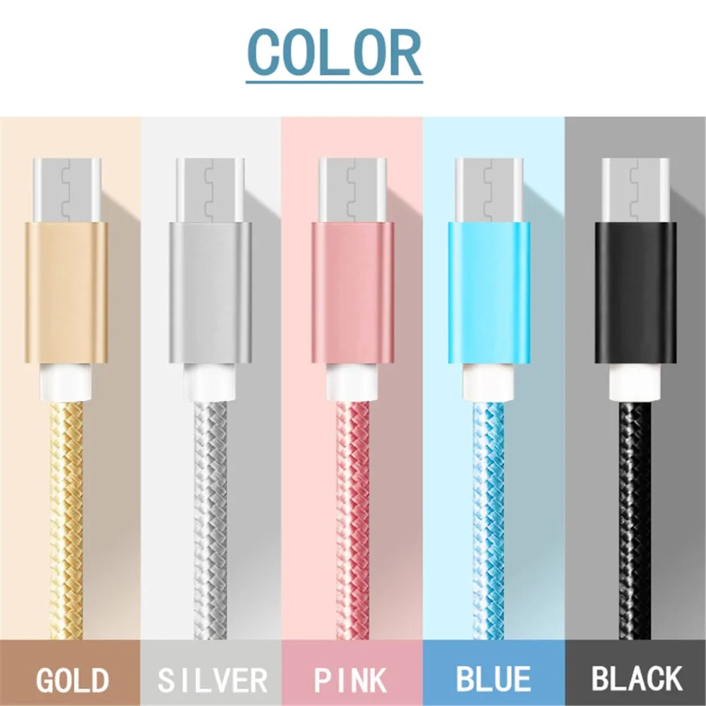 Кабель USB с нейлоновым покрытием, кабель для зарядки, кабель для передачи данных, кабель синхронизации для iPhone Lighting type C Android, мобильный телефон 1 м/2 м/3 м