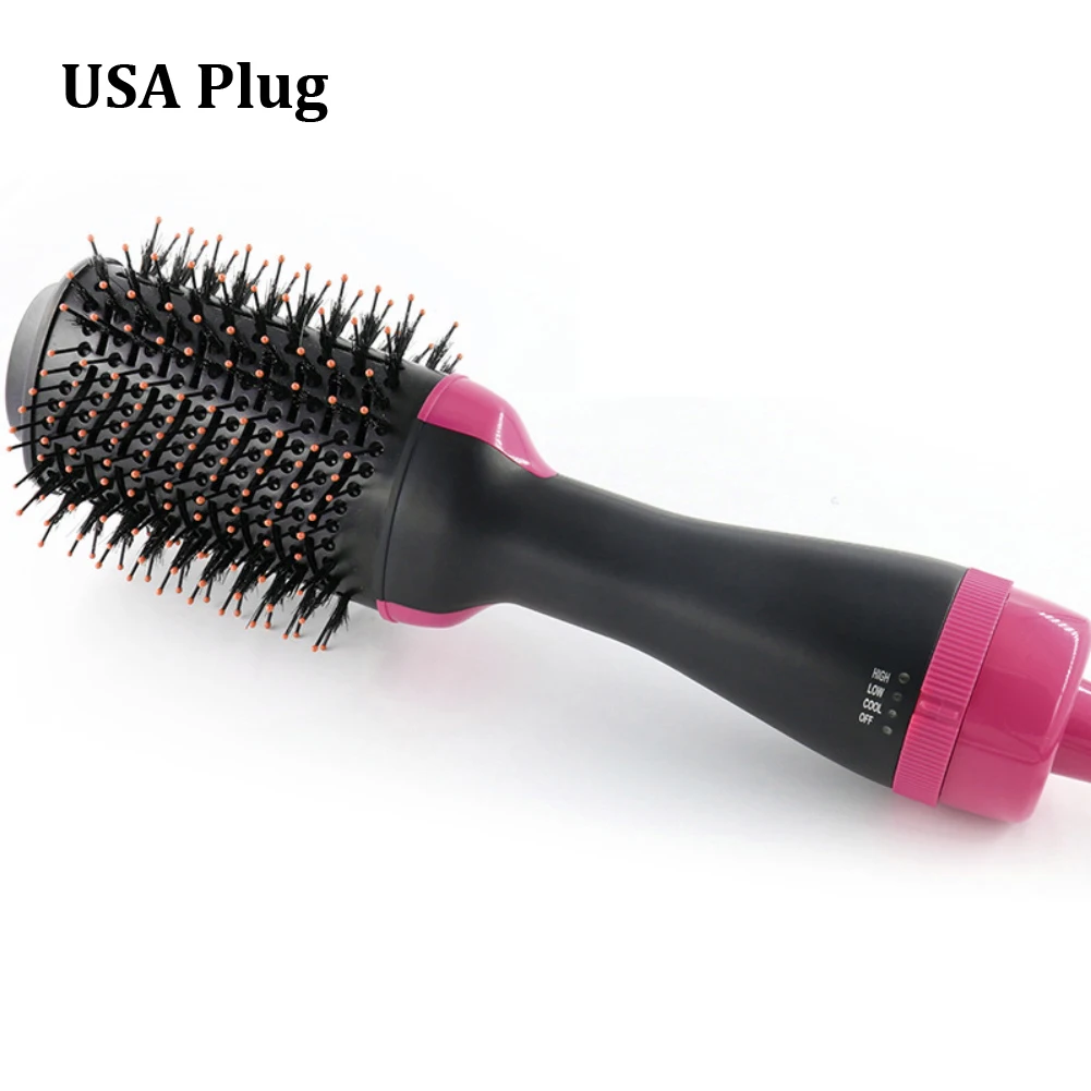 US Plug Многофункциональный анион горячий воздух расческа сухой/Влажный уход один шаг Салон Коллекция волос прямые бигуди Два использования ЕС/США/Великобритания Plug - Цвет: US Plug