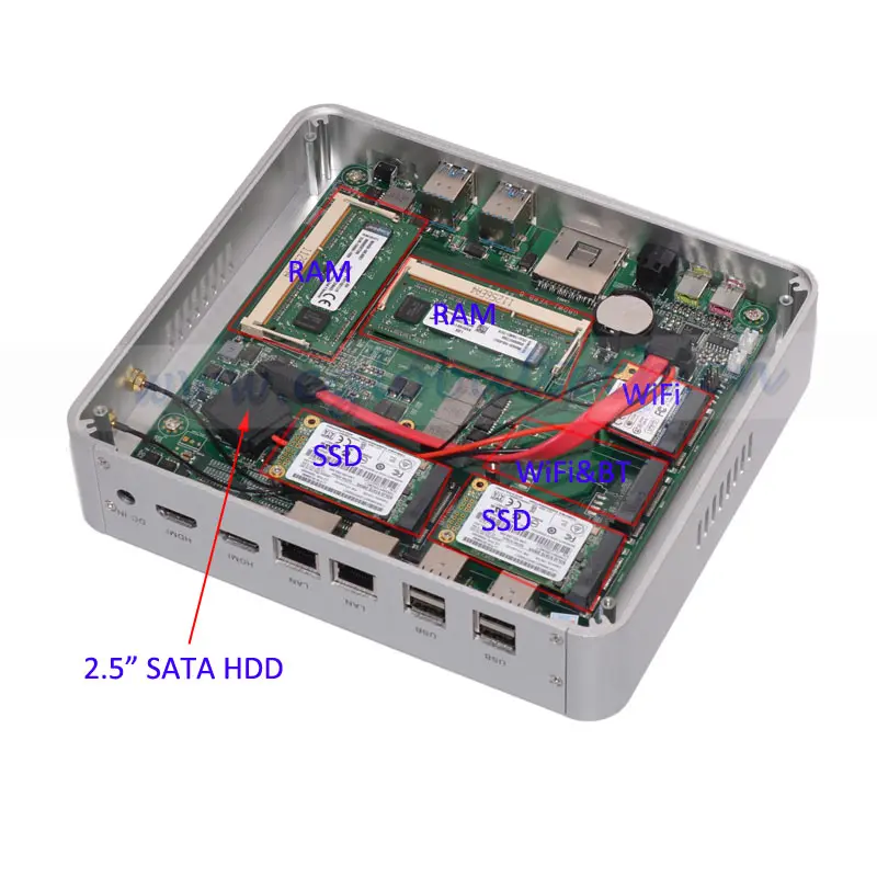 Процессор eglobal безвентиляторный HTPC Windows10 Новый мини ПК Classis i7 5500U 5550 uс Barebone I7