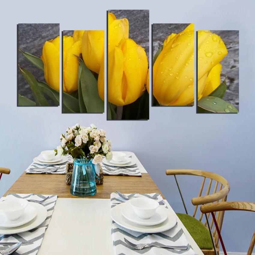 Комплект из 5 современный Книги по искусству цветок холст Картины для кровати